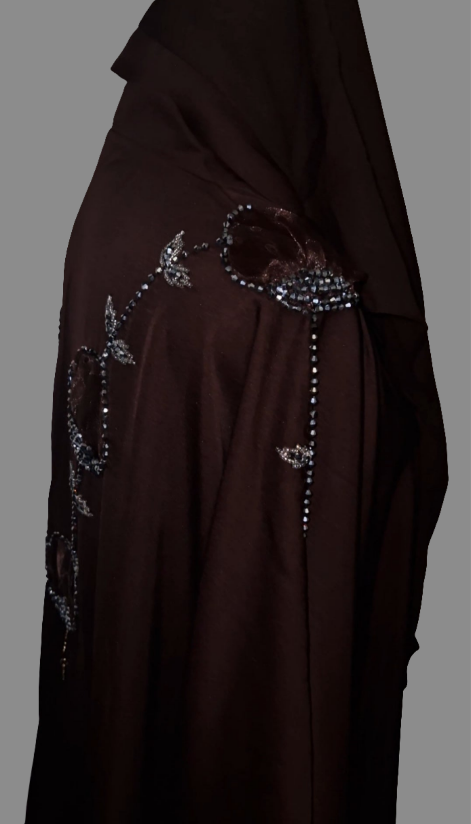 Abaya marron perlé