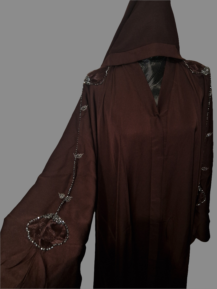Abaya marron perlé